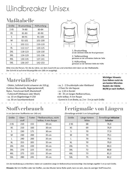 Papierschnittmuster - Windbreaker Unisex